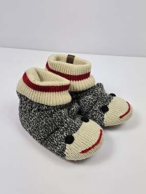 Roots Kids Sock Monkey Knit Slippers Baby 12-24 Months US Size 5-7